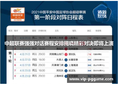 中超联赛强强对话赛程安排揭晓精彩对决即将上演